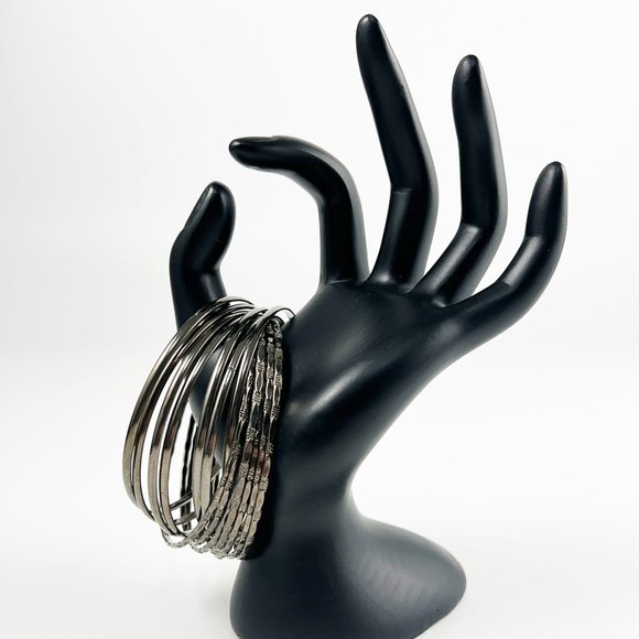 */$25 14 Interlocked Thin Metal Bangle Bracelets Lot - Picture 4 of 5